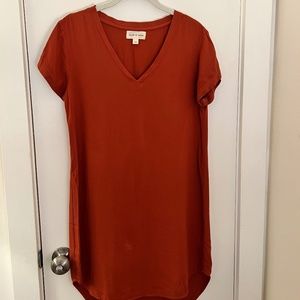 Cloth & Stone Burnt Orange Shift Shirt Dress